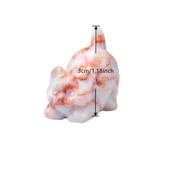 New! Natural Carved Cat Netstone Jasper Healing Stone - Picture 3 of 3